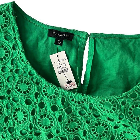 NWT Talbots Women Green Eyelet Scalloped Hem Sleeveless Top Size 16 - Picture 6 of 6